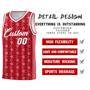 Custom Red White Star Graffiti Pattern Sets Sports Uniform Basketball Jersey