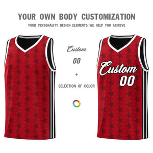 Custom Red Black Star Graffiti Pattern Sets Sports Uniform Basketball Jersey