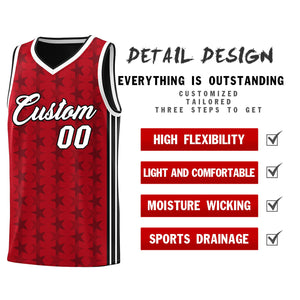 Custom Red Black Star Graffiti Pattern Sets Sports Uniform Basketball Jersey