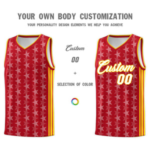 Custom Red White Star Graffiti Pattern Sets Sports Uniform Basketball Jersey