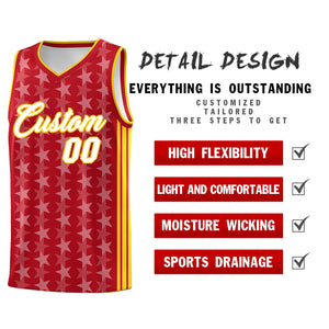 Custom Red White Star Graffiti Pattern Sets Sports Uniform Basketball Jersey