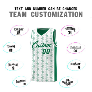 Custom White Kelly Green Star Graffiti Pattern Sets Sports Uniform Basketball Jersey