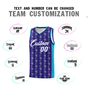 Custom Purple White Star Graffiti Pattern Sets Sports Uniform Basketball Jersey