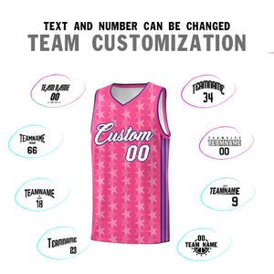 Custom Pink White Star Graffiti Pattern Sets Sports Uniform Basketball Jersey