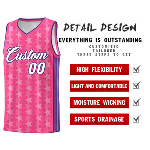 Custom Pink White Star Graffiti Pattern Sets Sports Uniform Basketball Jersey