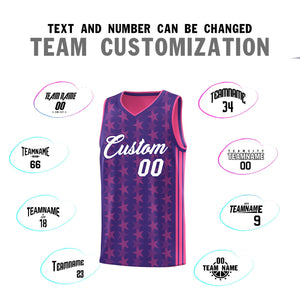 Custom Purple Pink Star Graffiti Pattern Sets Sports Uniform Basketball Jersey