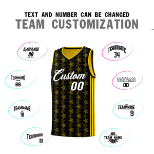 Custom Black Gold Star Graffiti Pattern Sets Sports Uniform Basketball Jersey