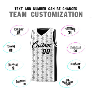 Custom White Black Star Graffiti Pattern Sets Sports Uniform Basketball Jersey