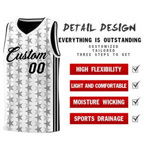 Custom White Black Star Graffiti Pattern Sets Sports Uniform Basketball Jersey