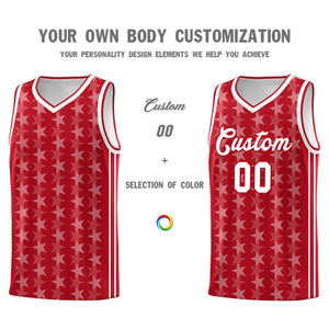 Custom Red White Star Graffiti Pattern Sets Sports Uniform Basketball Jersey