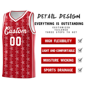 Custom Red White Star Graffiti Pattern Sets Sports Uniform Basketball Jersey