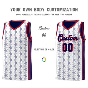 Custom White Navy Star Graffiti Pattern Sets Sports Uniform Basketball Jersey