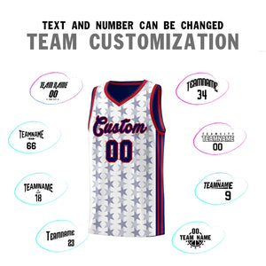 Custom White Navy Star Graffiti Pattern Sets Sports Uniform Basketball Jersey