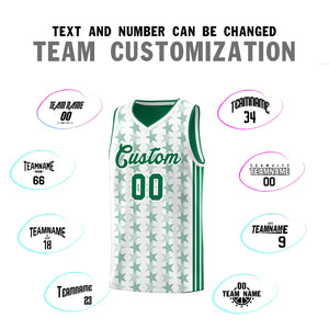 Custom White Kelly Green Star Graffiti Pattern Sets Sports Uniform Basketball Jersey