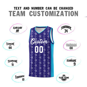 Custom Purple White Star Graffiti Pattern Sets Sports Uniform Basketball Jersey