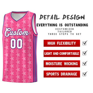 Custom Pink White Star Graffiti Pattern Sets Sports Uniform Basketball Jersey