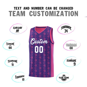 Custom Purple Pink Star Graffiti Pattern Sets Sports Uniform Basketball Jersey