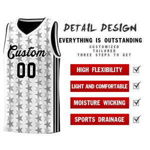 Custom White Black Star Graffiti Pattern Sets Sports Uniform Basketball Jersey