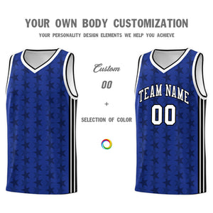 Custom Royal Black Star Graffiti Pattern Sets Sports Uniform Basketball Jersey