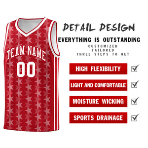 Custom Red White Star Graffiti Pattern Sets Sports Uniform Basketball Jersey