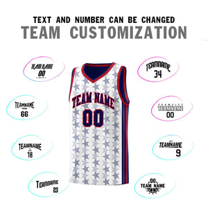 Custom White Navy Star Graffiti Pattern Sets Sports Uniform Basketball Jersey