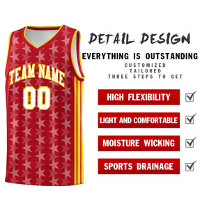 Custom Red White Star Graffiti Pattern Sets Sports Uniform Basketball Jersey