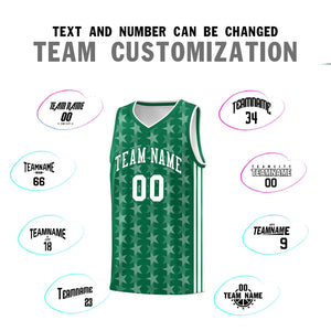 Custom Kelly Green White Star Graffiti Pattern Sets Sports Uniform Basketball Jersey