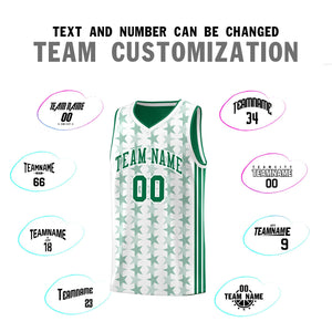 Custom White Kelly Green Star Graffiti Pattern Sets Sports Uniform Basketball Jersey