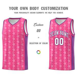 Custom Pink White Star Graffiti Pattern Sets Sports Uniform Basketball Jersey