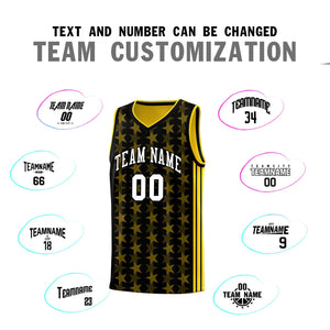 Custom Black Gold Star Graffiti Pattern Sets Sports Uniform Basketball Jersey