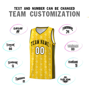 Custom Gold White Star Graffiti Pattern Sets Sports Uniform Basketball Jersey