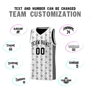 Custom White Black Star Graffiti Pattern Sets Sports Uniform Basketball Jersey