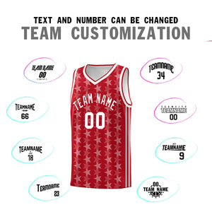 Custom Red White Star Graffiti Pattern Sets Sports Uniform Basketball Jersey