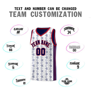 Custom White Navy Star Graffiti Pattern Sets Sports Uniform Basketball Jersey