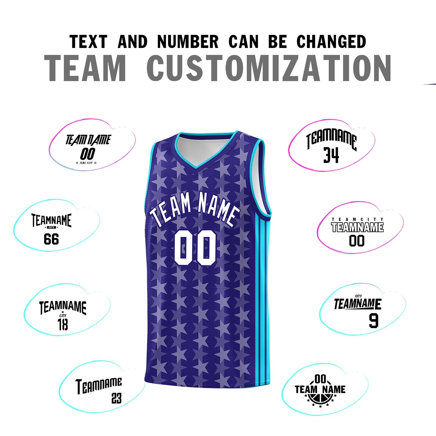 Custom Purple White Star Graffiti Pattern Sets Sports Uniform Basketball Jersey