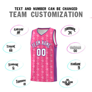 Custom Pink White Star Graffiti Pattern Sets Sports Uniform Basketball Jersey