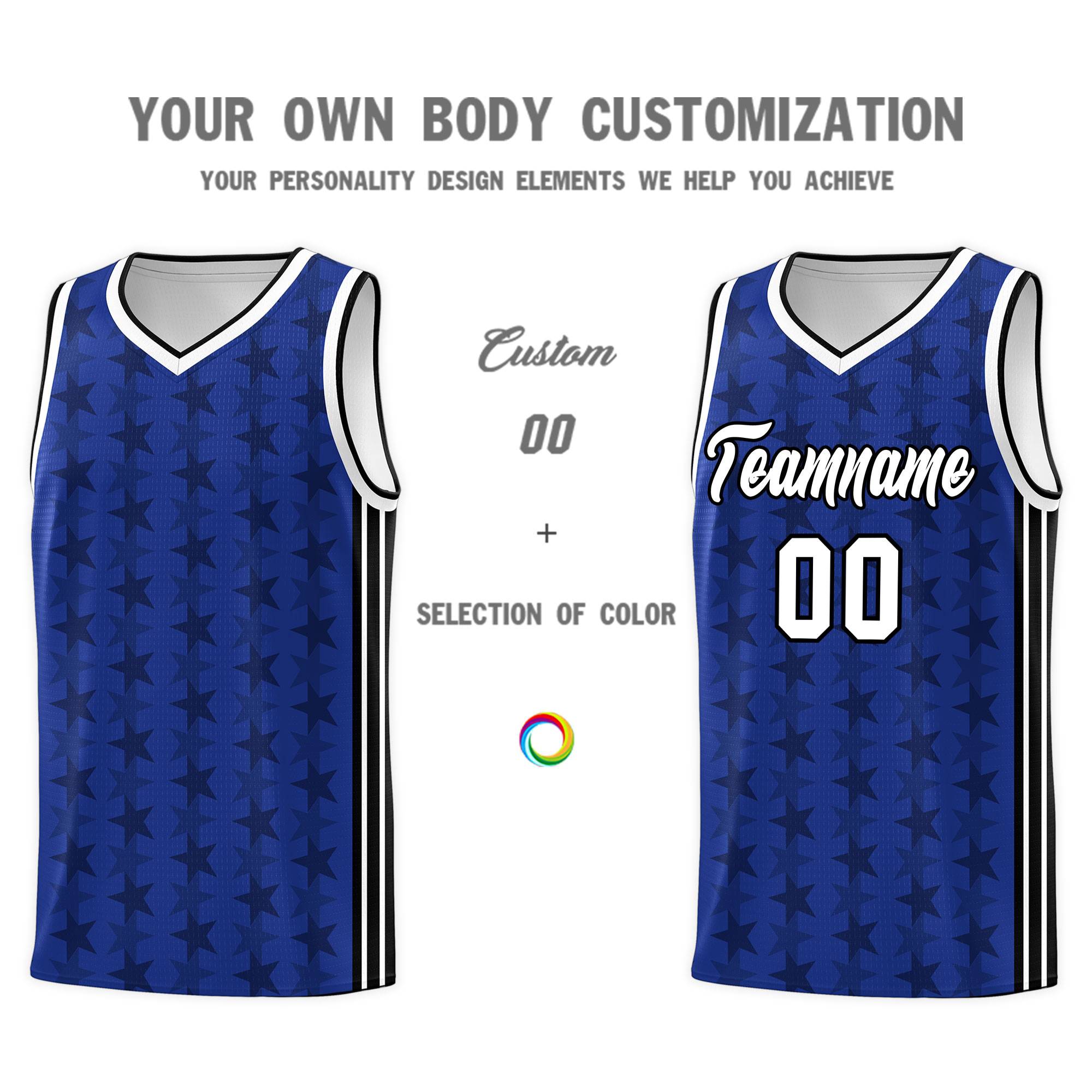 Custom Royal Black Star Graffiti Pattern Sets Sports Uniform Basketball Jersey