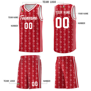 Custom Red White Star Graffiti Pattern Sets Sports Uniform Basketball Jersey