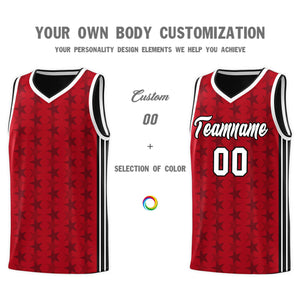 Custom Red Black Star Graffiti Pattern Sets Sports Uniform Basketball Jersey