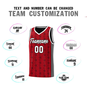 Custom Red Black Star Graffiti Pattern Sets Sports Uniform Basketball Jersey