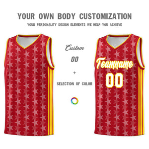 Custom Red White Star Graffiti Pattern Sets Sports Uniform Basketball Jersey