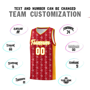 Custom Red White Star Graffiti Pattern Sets Sports Uniform Basketball Jersey