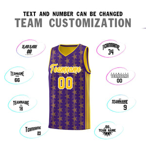 Custom Purple Gold Star Graffiti Pattern Sets Sports Uniform Basketball Jersey