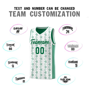 Custom White Kelly Green Star Graffiti Pattern Sets Sports Uniform Basketball Jersey