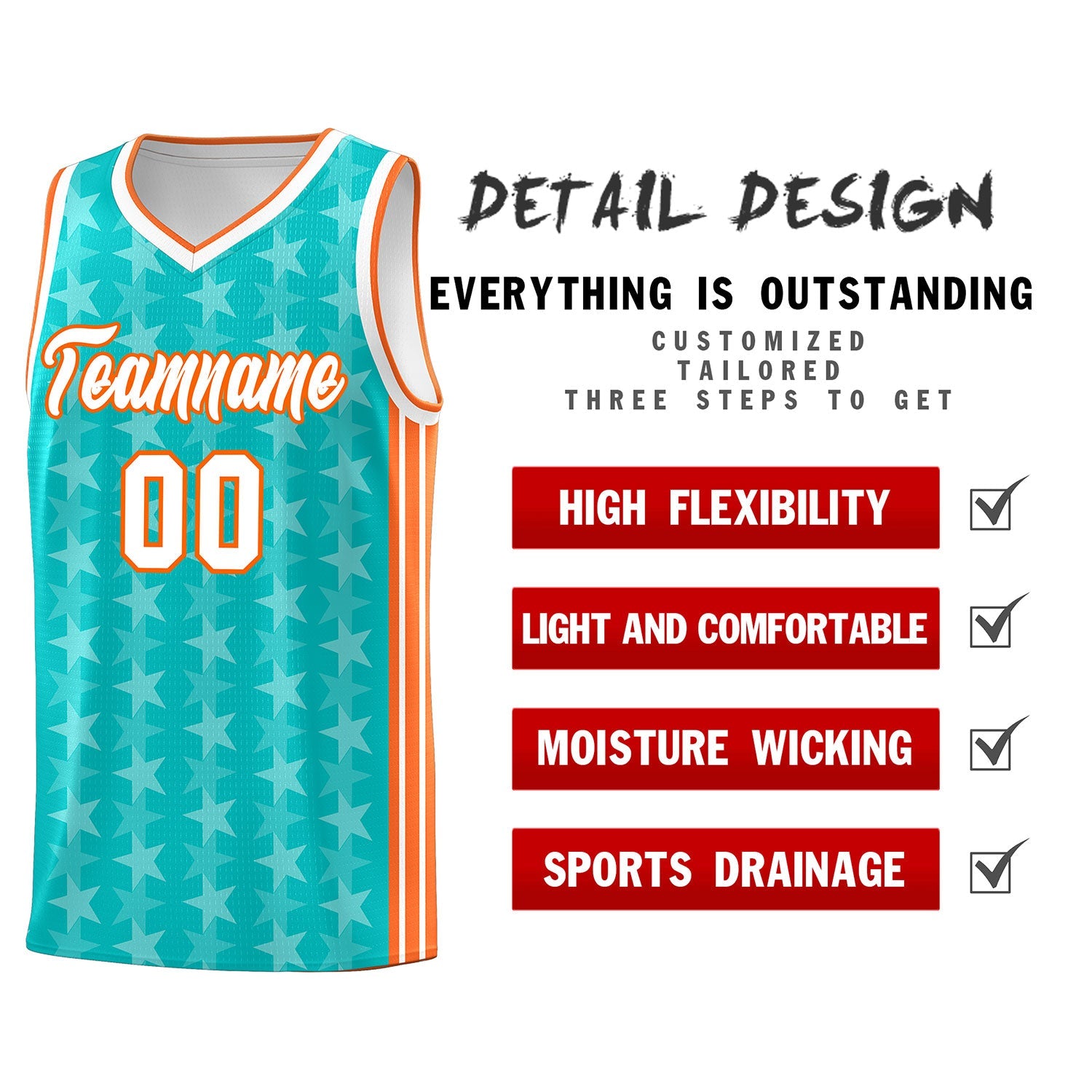 Custom Aqua White Star Graffiti Pattern Sets Sports Uniform Basketball Jersey