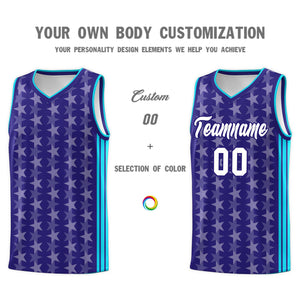 Custom Purple White Star Graffiti Pattern Sets Sports Uniform Basketball Jersey