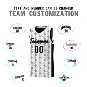 Custom White Black Star Graffiti Pattern Sets Sports Uniform Basketball Jersey