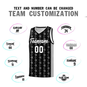 Custom Black White Star Graffiti Pattern Sets Sports Uniform Basketball Jersey