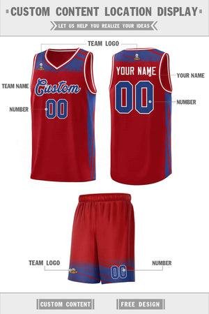 Custom Red Royal Graffiti Pattern Sports Uniform Basketball Jersey