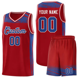 Custom Red Royal Graffiti Pattern Sports Uniform Basketball Jersey